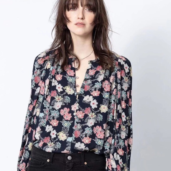 Zadig & Voltaire Tiffany Print Flower Tunic Blouse - Picture 2 of 6